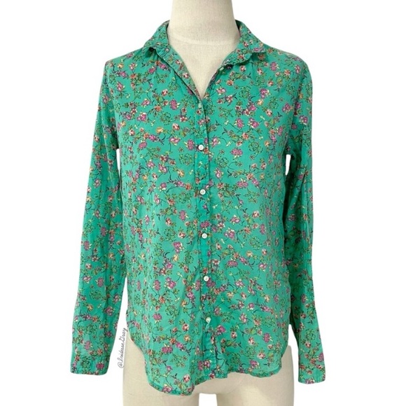 Anthro Holding Horses Mint Floral Button-down Shirt Top - Picture 3 of 11